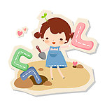 拿铁锹的小女孩