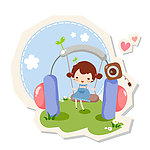小女孩荡秋千