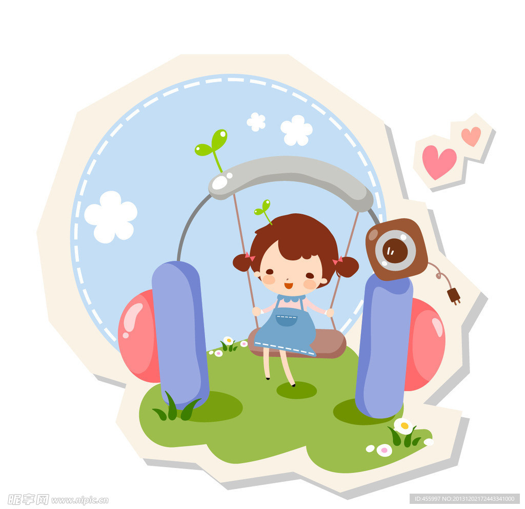小女孩荡秋千