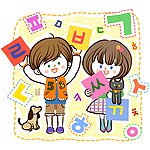 卡片认字的男孩女孩