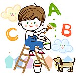 书写英文字母的男孩