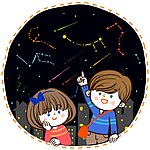 观看星空的男孩女孩