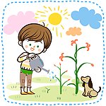 浇花的男孩