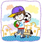 放学回家的男孩
