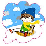 快乐滑雪的男孩