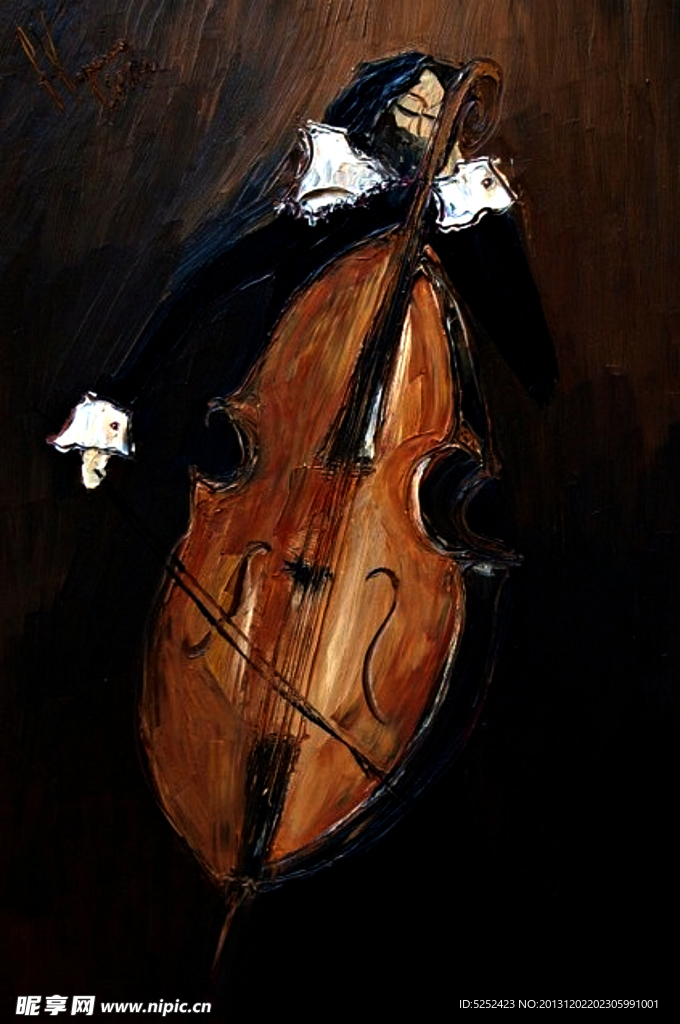油画 拉大提琴的人