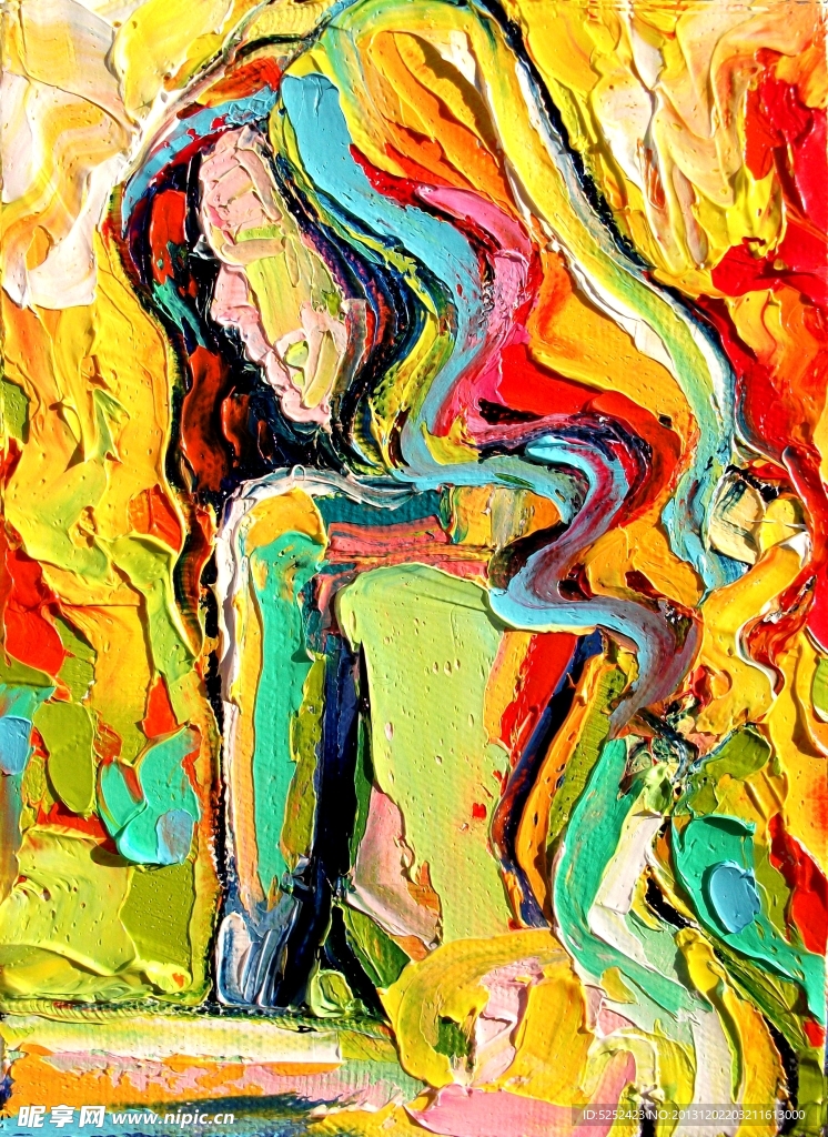 油画 金发美女