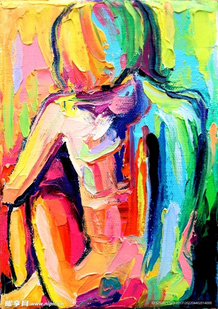油画 美女背影