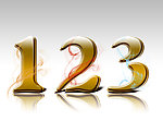 阿拉伯数字123黄金立体字