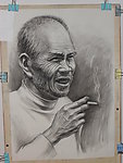 老人胸像素描写生