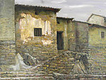 泥墙老屋油画