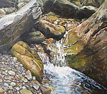 山间小溪油画