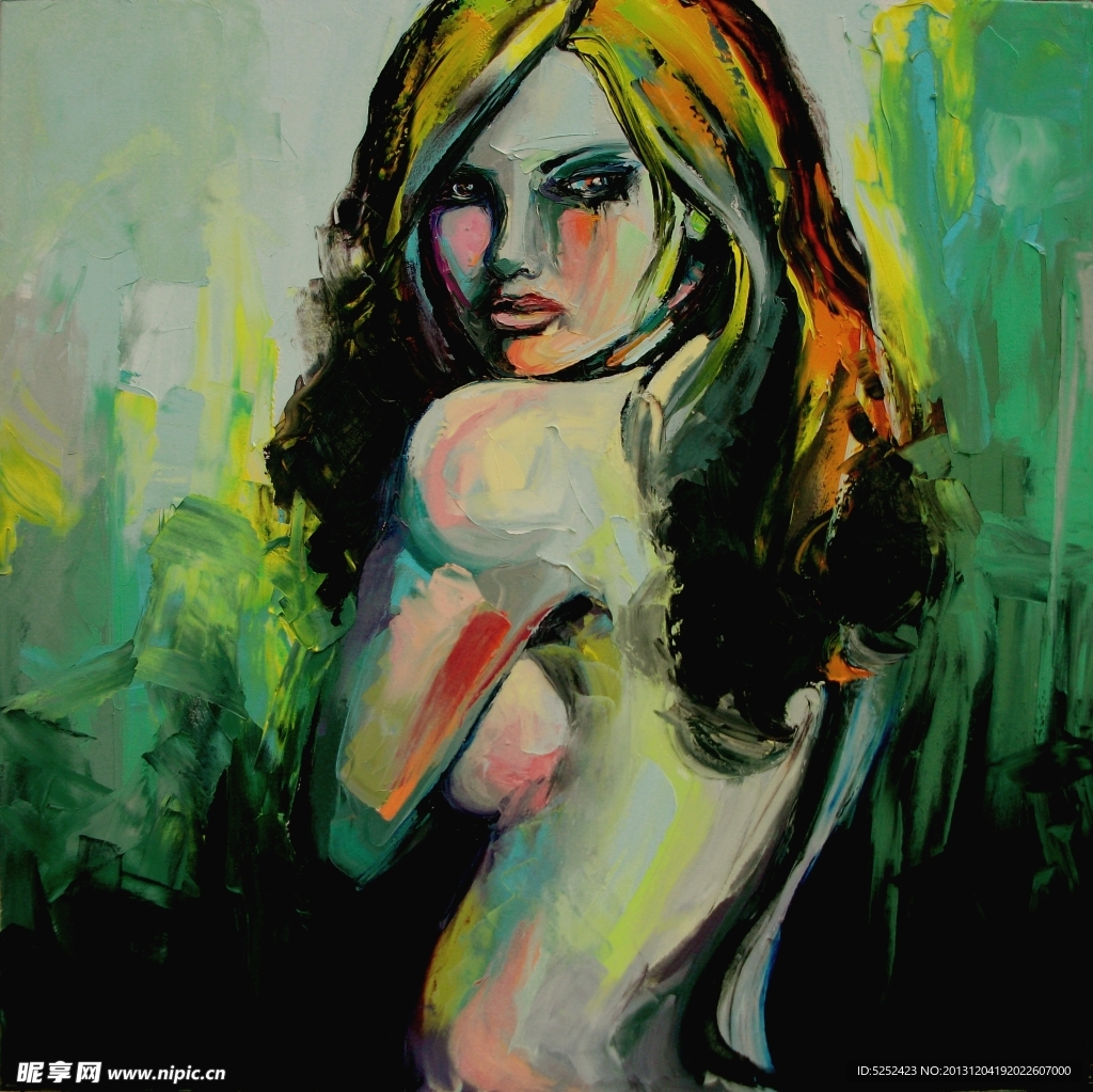 油画 金发美女