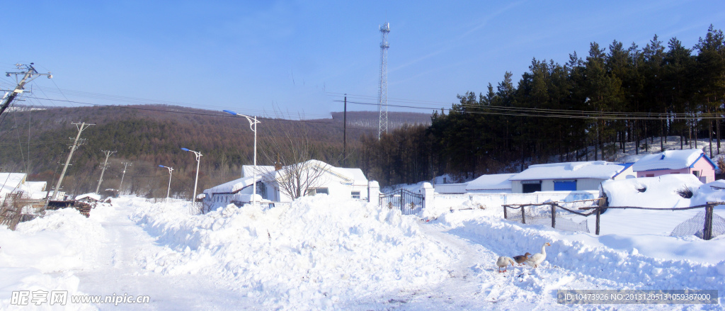 冬雪山村摄影图片