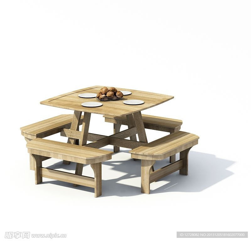 木质桌椅 板凳模型