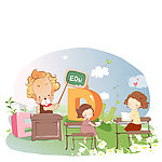 听狮子讲课的女生们