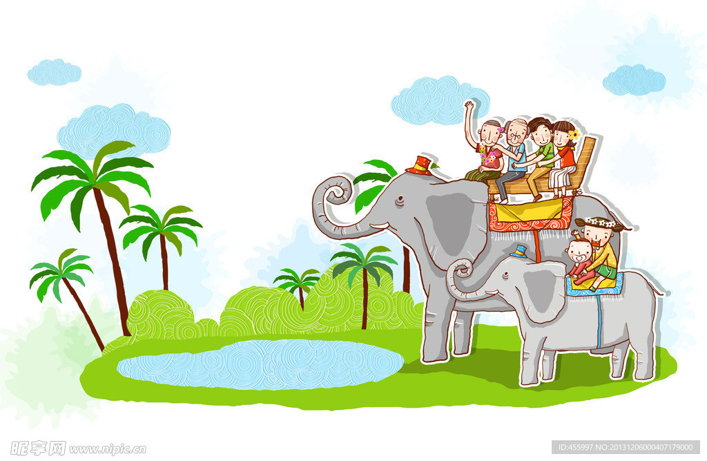 骑大象的幸福家庭