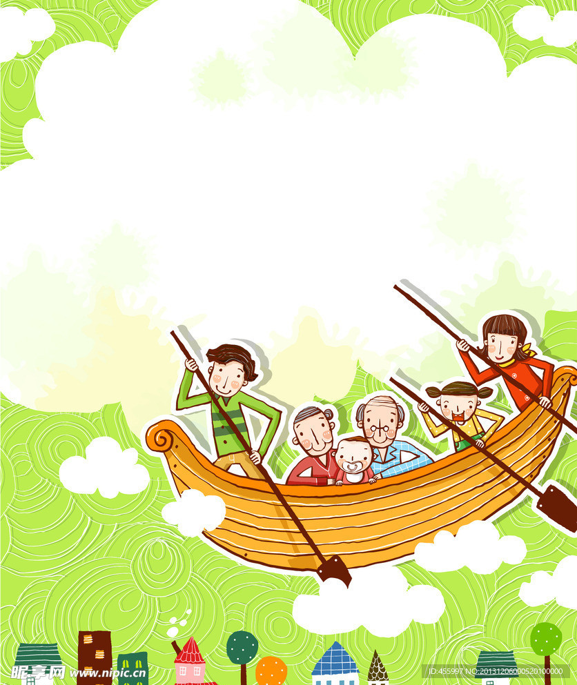 木船里的幸福家庭