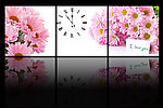 菊花钟表三联画