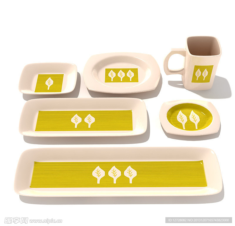 茶杯 杯垫 餐具模型