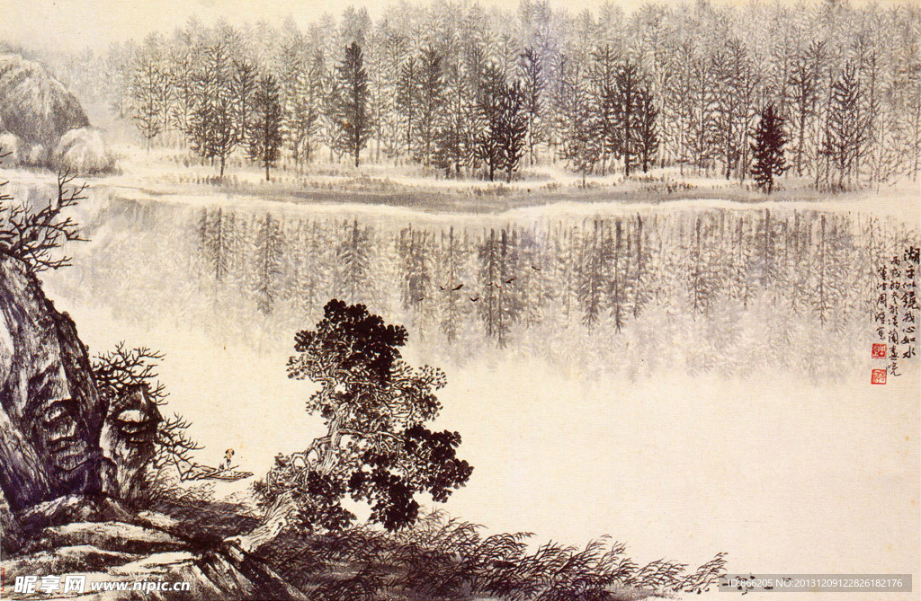 湖水国画