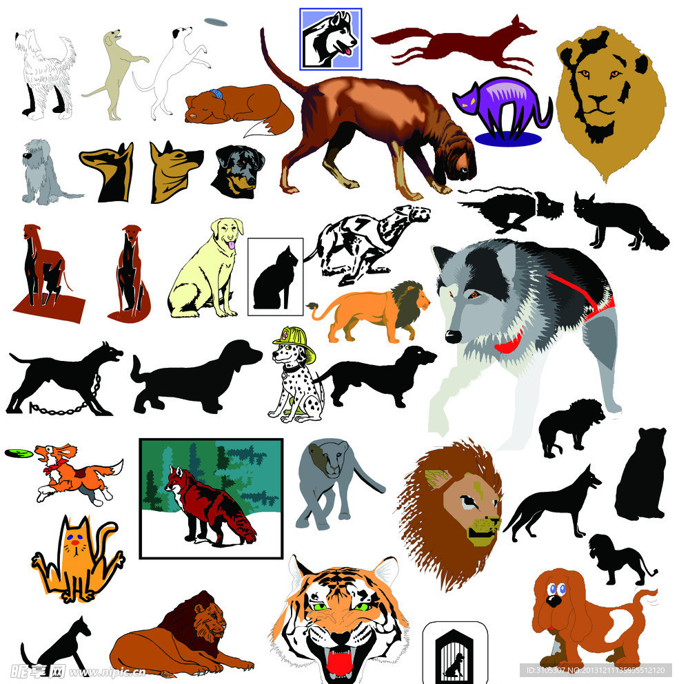 虎头狮头猎犬猎狗图案