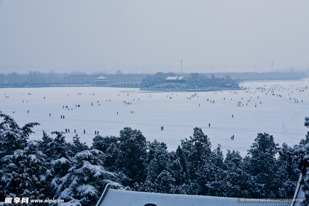 白雪覆盖的昆明湖