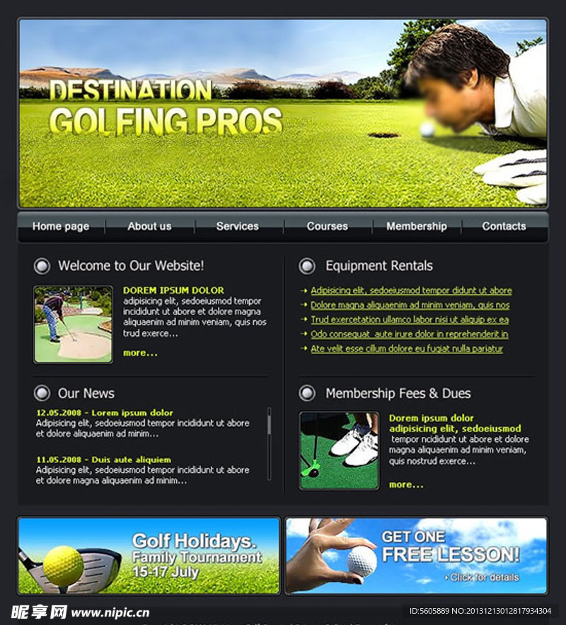 欧美高尔夫球网站模板