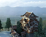 日式建筑模型