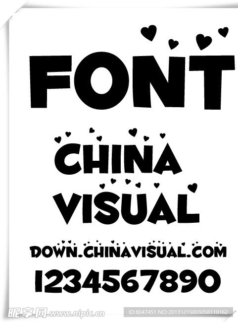 可爱心型英文设计字体
