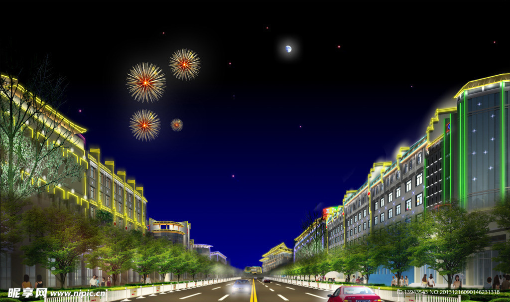 建筑夜景效果图