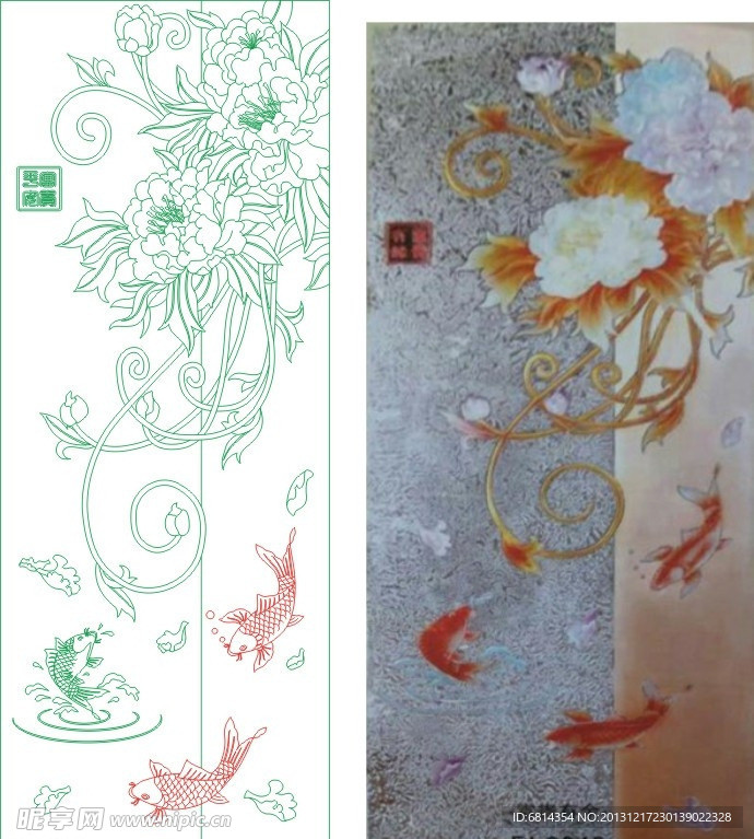 富贵有余 牡丹鱼