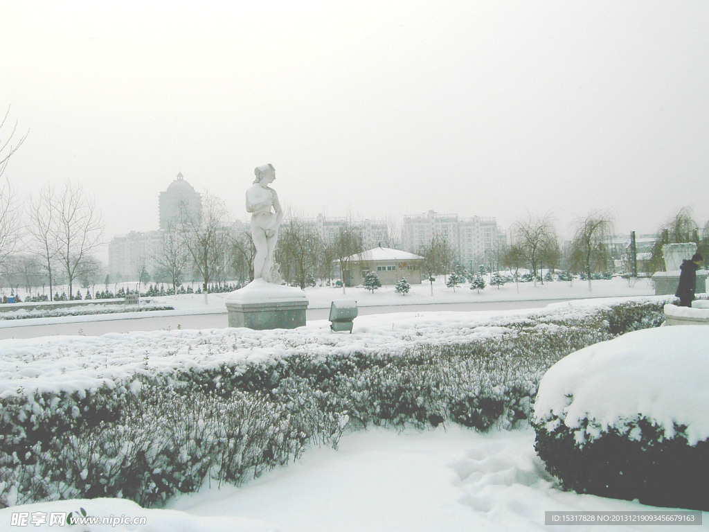 公园雪景