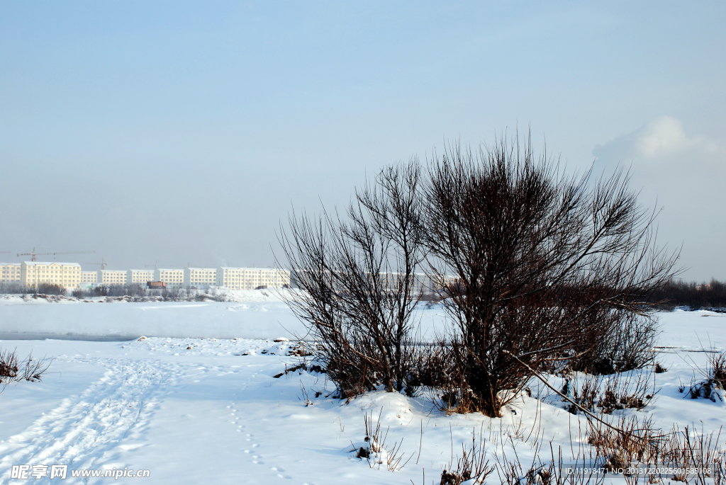 根河南河套雪景