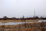 初冬根河坝北建筑风景