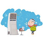 在空调冷气前发抖的人