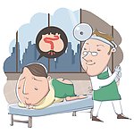 医生给肠道患者做检查