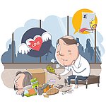 对梳子叹气的秃顶患者