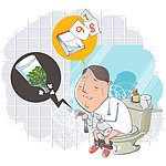 坐在马桶上的便秘患者