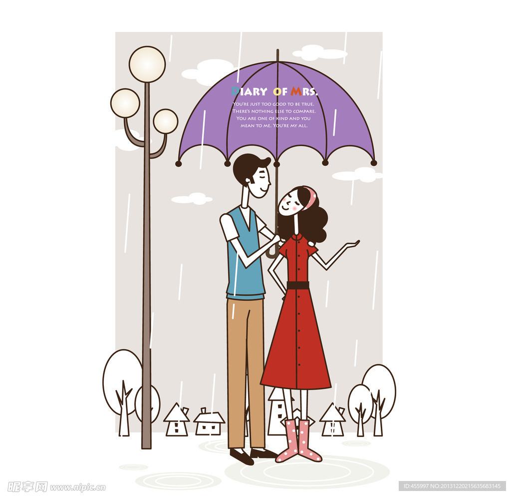 创意雨中撑伞的情侣设计图__绘画书法_文化艺术_设计图库_昵图网nipic.com