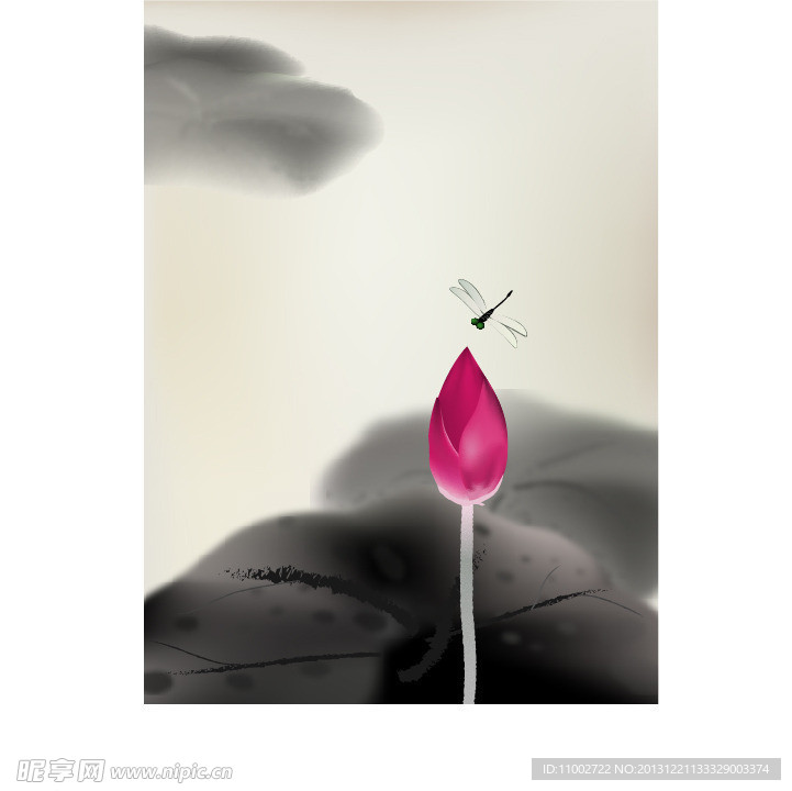 水墨荷花蜻蜓