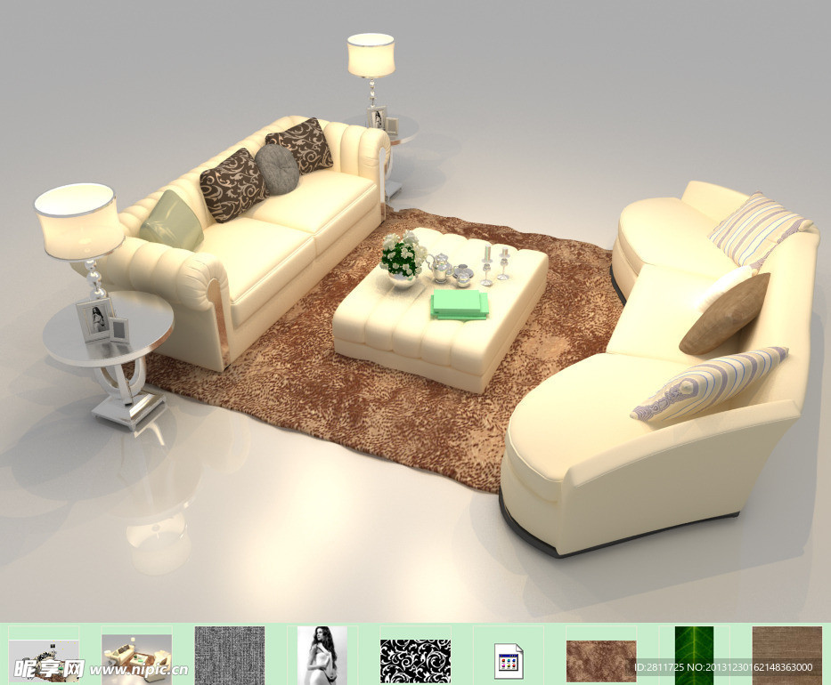 象牙白沙发MAX模型