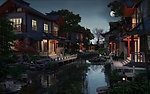 别墅夜景环境效果图