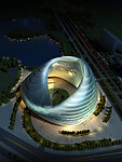 商业中心建筑夜景效果