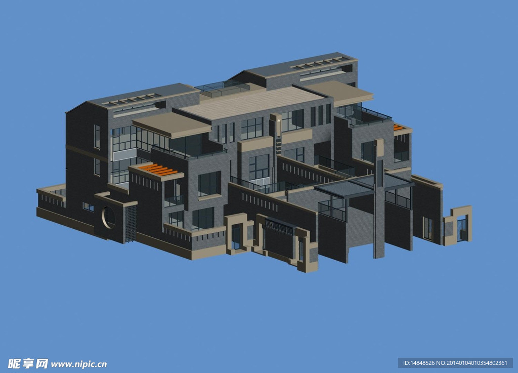 双拼别墅3D模型