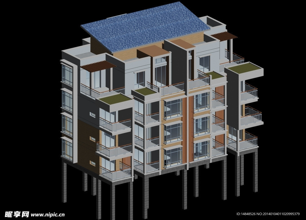 双拼别墅3D模型