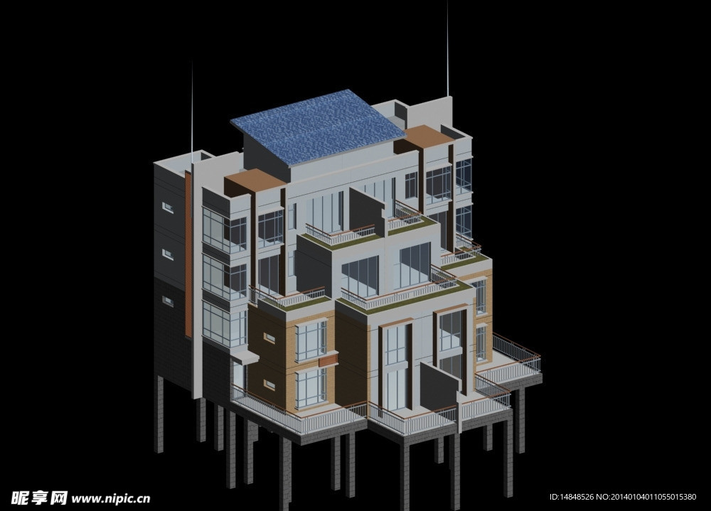 双拼别墅3D模型