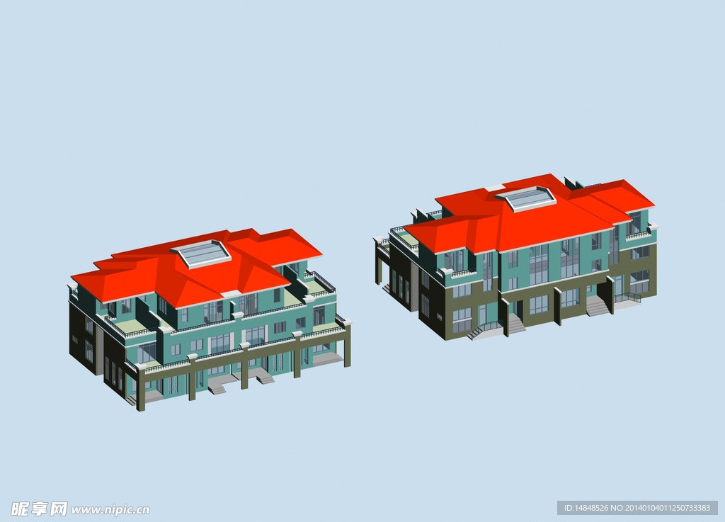 双拼别墅3D模型