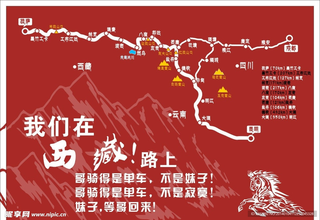 滇藏线图 手绘