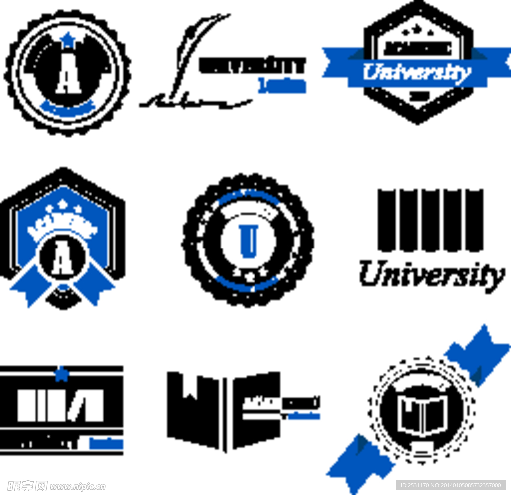 大学学院标签贴纸